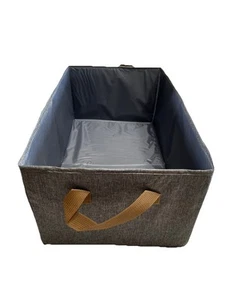 Cestini Portaoggetti Rettangolari Pieghevoli in Tessuto. Confezione da 3 Grigio Scuro. 11”W x 17-3/4”L x 8”H - Foto 1 di 5