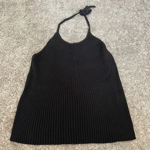 Vtg y2k Liz Claiborne Lizsport Black Sleeveless Halter Top Tank Size XL Cotton - Picture 1 of 5