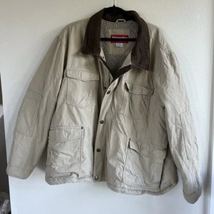 Vintage Wrangler Chore Coat Feild Jacket Khaki Sherpa Mens 3XL - Picture 1 of 8