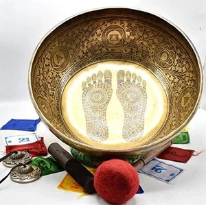 UP TO 40% SALE - 14" Buddha Foot Itching Tibetan Singing Bowl Handmade in Nepal - Picture 1 of 1