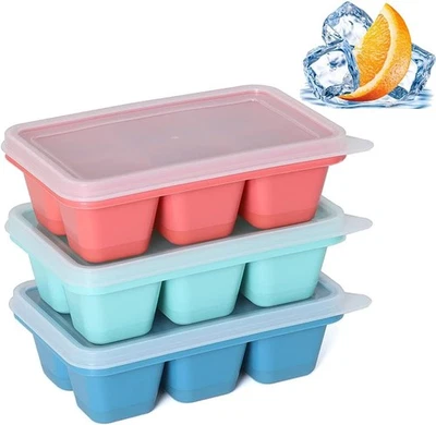 Ice Cube Trays for Freezer 3 Pack - Mini 4x2x1 inches, Blue+Red+Mint Green  - Image 1 of 4