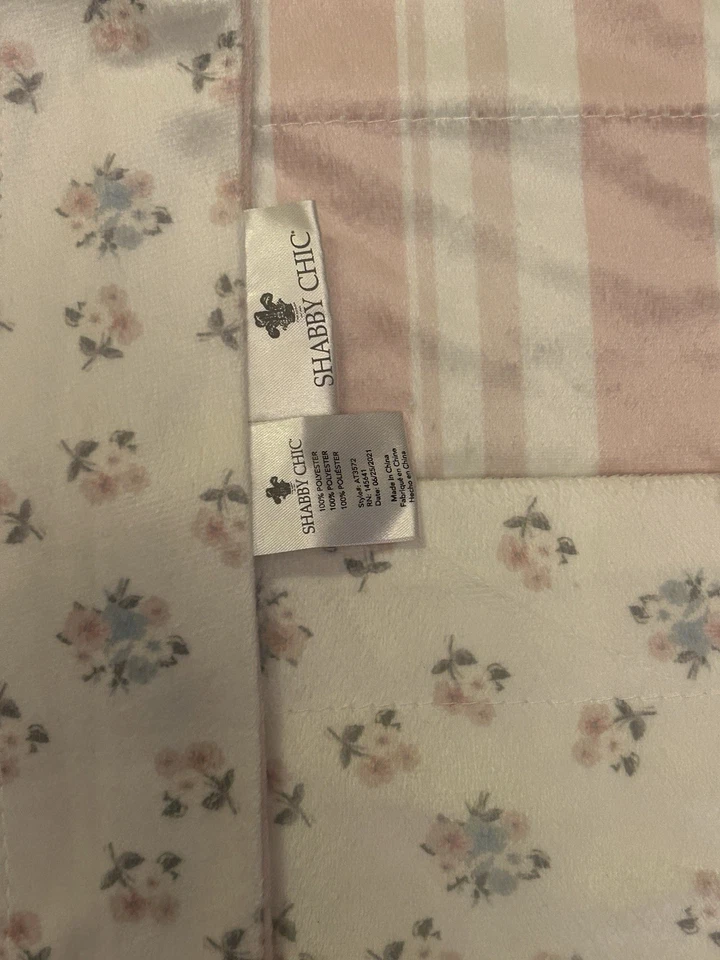 BABY BLANKET SHABBY CHIC BY RACHEL ASHWELL PINK & BLUE FLORAL MINKY 30”x40” - Image 1 of 4