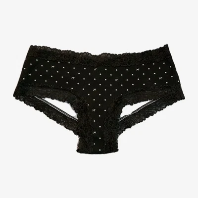 VICTORIA'S SECRET 粉色 黑白圆点/狗 Cheeky 蕾丝内裤 性感 — 第 1/4 张图片