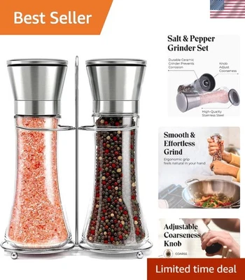 Ultimate Stainless Steel Salt & Pepper Set – Adjustable Coarseness & Easy Refill - Image 1 of 4