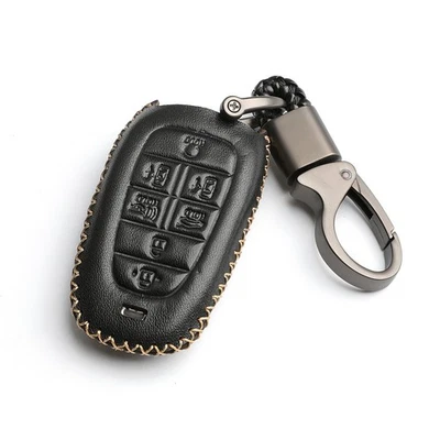 For 2020 2021 Hyundai Sonata Nexo 7 Buttons Key Fob Cover Case Black Leather - Image 1 of 4
