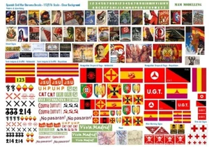 1:72/1:76 Scale Spanish Civil War Diorama Decals (Posters, Tank Slogans etc.) - Picture 1 of 1