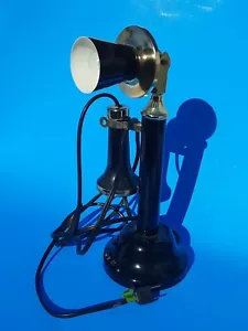 Vintage Black Candle Stick Phone Lamp Working - Picture 1 of 8