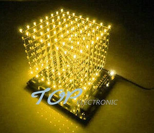 Kit Hágalo Usted Mismo Luz 3D Cuadrado 8x8x8 3mm Cubo LED Rayo Amarillo LED - Imagen 1 de 3
