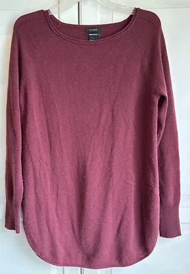 Suéter halógeno de lana de cachemir granate talla pequeña para mujer Foto 1 de 4