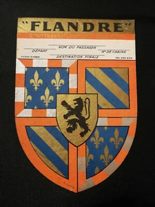 paquebot FLANDRE - Etiquette Cie Gle TRANSATLANTIQUE FRENCH LINE - Imagen 1 de 2