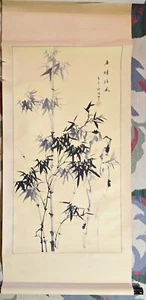 Antique Scroll Wall Hanging Painting Birds On Lotus Flower Qing Dynasty Style - Picture 1 of 13