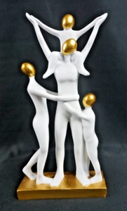 SHYNEE Family of Four Statue of an Abstract Family/Gold Accents - Picture 1 of 11