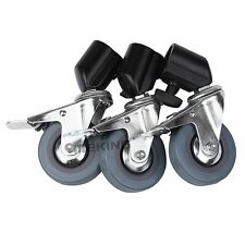 3 × Heavy Duty Universal Rubber Caster Wheels for Light Stand Photography Studio