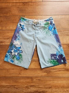 O'Neill Boardshorts/Boardie Gr. W32 Hawaii Blumen Y2K Reißverschlusstasche - Bild 1 von 8