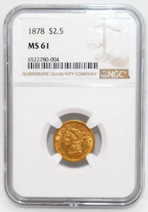 1878-P $2.5 Liberty Quarter Gold Eagle Coronet Head - NGC MS61 - Picture 1 of 4