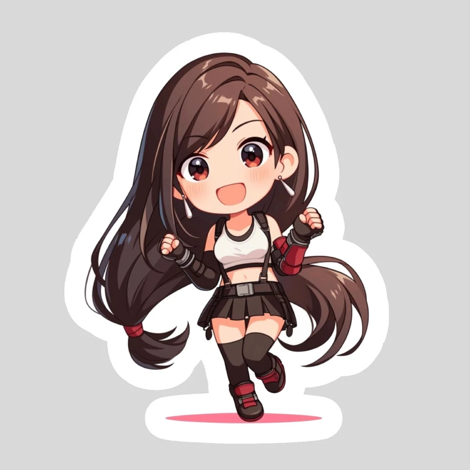 Tifa Lockhart, Final Fantasy VII, FF7 Kawaii Cute Glossy Vinyl sticker, Decal - Image 1 of 1
