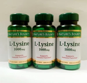 (3 Pack) Nature's Bounty L-Lysine 1000mg Immune Support, 60 Tabs Ea, Exp 10/2026 - Picture 1 of 1