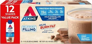 Atkins Milk Chocolate Delight Protein Shake, 15G Protein, Low Glycemic - Picture 1 of 8