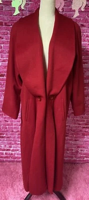 Gabardina De Colección Años 80 Rojo Profundo Mezcla Lana Frente Abierto Talla 16 Hecha en EE. UU.  Foto 1 de 4
