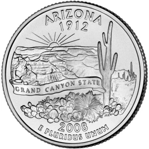 2008 P Arizona State Quarter.  Uncirculated from US Mint roll. - Picture 1 of 3