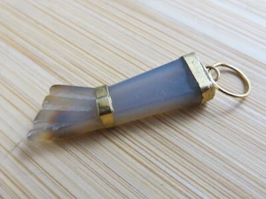 Vintage Lavender Gray Jade Gold Filled Arm Hand (Power) Fist Pendant #522 - Picture 1 of 8