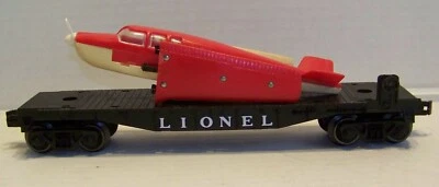 Lionel postwar #6500 Bonanza airplane flat car original red/white - Image 1 of 4