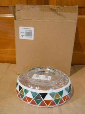 NIB Yankee Candle Raised Nimi Mosaic Candle Tray Beautiful Crackle, Green Orange - Image 1 of 3