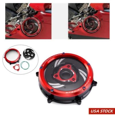 For Ducati 1199 959 Panigale V2 CNC Racing Clear Clutch Cover & Spring Retainer - Image 1 of 4