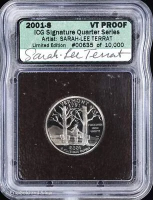 2001-S 25C Proof Vermont State Quarter ICG Signature Quarter Series | Artist Sig - Image 1 of 4