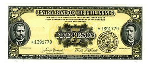 Philippines … P-135e … 5 Pesos … ND(1949) … *UNC* Replacement note. - Picture 1 of 2