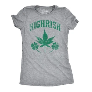 Womens Highrish Funny Irish Saint Patricks Day Lucky Clover Shamrock T Shirt - Picture 1 of 7