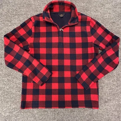 Brooks Brothers 346 Men's Red Black Checkered Fleece Jacket M #591 - Image 1 of 4