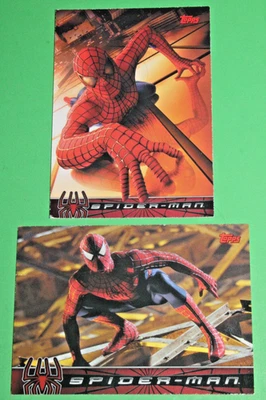 2002 Topps Marvel Spider Man Movie promo 2 Card Set P1 P2 wizard Tobey Maguire - Image 1 of 4