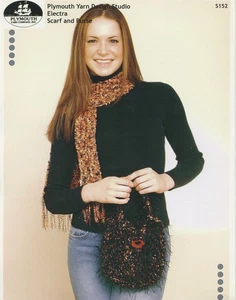 Plymouth Yarn Knitting Pattern S152 Electra Scarf & Felted Purse / Bag - Picture 1 of 2