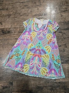 Matilda Jane Girls Dress Sz 10 Multicolor Paisley Print Short Sleeves Slit Sides - Picture 1 of 5