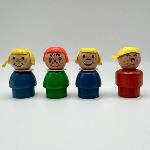 Konvolut Fisher-Price Holz Little People Lot Bully Angry Boy Happy Girl rot 70er - Bild 1 von 13