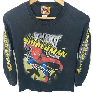 Vintage Spider-Man 2 The Movie Promo Black All Over Print Long Sleeve T Shirt M - Picture 1 of 7