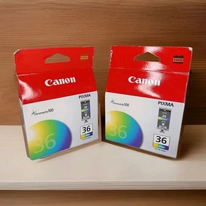 (2) OEM Lot Genuine Canon PIXMA 36 Color Ink Tank Cartridge CLI-36 SEALED NEW - Picture 1 of 13