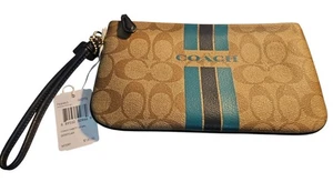 Authentic COACH F66463 VARSITY LG Wristlet for WOMEN KHAKI/MIDNIGHT New W/ Tag! - Picture 1 of 2