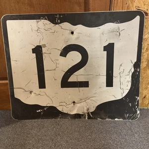 Vintage Ohio Highway Road Sign Route 121 30x24 Runs Greenville to New Paris - Picture 1 of 2