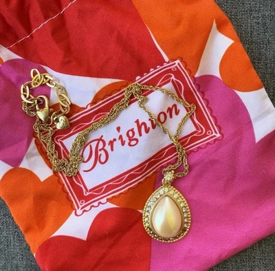 Collar de perlas de vidrio Brighton Gold Raindrops lista JN600A $58 raro encontrar 18" de largo Foto 1 de 4