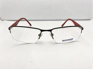 Skechers SE3157 D29 Black/Red Rectangle 58-18-140 Semi-Rimless Unisex Eyeglasses - Picture 1 of 4