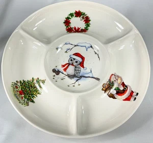 MCM Geteilte Schale Teller Weihnachten Urlaub Aufkleber Süßigkeiten Vorspeisen Chips Dip 1984 - Bild 1 von 7