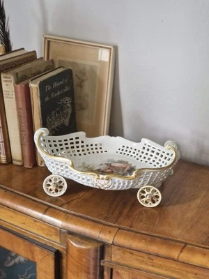 19th Century Early Antique Meissen Porcelain Broktorb Wagon Bread Basket c.1880 - Image 1 of 4