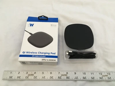 NUEVO Just Wireless Qi Wireless 10W Almohadilla de Carga Cable de 4 pies Apple Android - NEGRO Foto 1 de 4