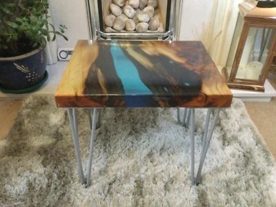 Live edge yew river table handmade 3 pronged hair pin legs rubber feet  - Image 1 of 4