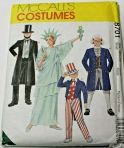 McCall's 8701 Mens Misses Historical Patriotic Costumes Sewing Pattern 32-1/2,34 - Picture 1 of 2