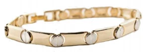Bracelet white yellow gold 18kt 2 tone Silver Screw Design polished jewelry New - Picture 1 of 3