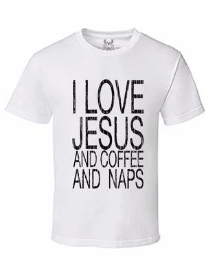 CAMISETA HOMBRE NUEVA ESTAMPADA I LOVE JESUS AND COFFEE LOVE CHRISTIAN GOD BIBLE Foto 1 de 4