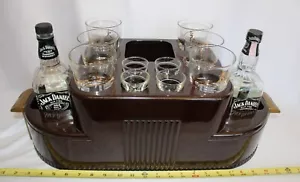 MID-CENTURY 1950's BAKELITE BAR CADDY w/J.D. BOTTLES/1953 SPORTS GLASSES - LOOK - Picture 1 of 17